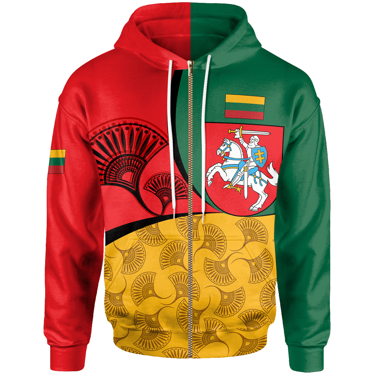 Lithuania Zip Up Hoodie Flag of Lithuania RLT6 - Wonder Print Shop