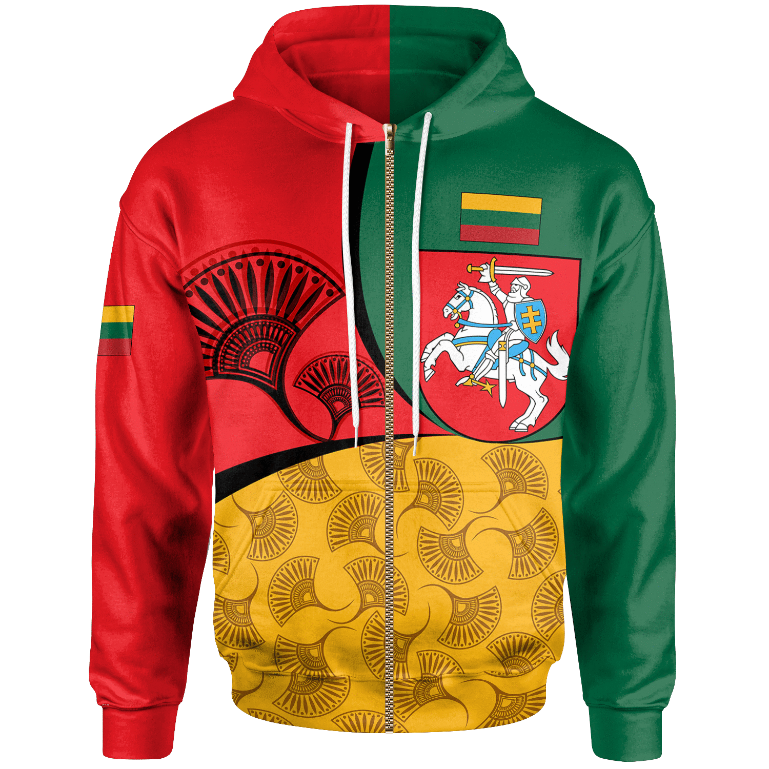 Lithuania Zip Up Hoodie Flag of Lithuania RLT6 - Wonder Print Shop
