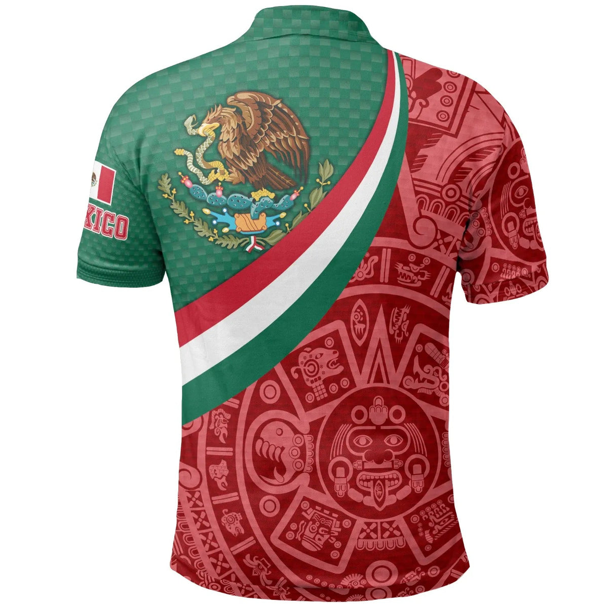 Mexico Polo Shirt Coat Of Arms and Flag Color RLT13 - Wonder Print Shop