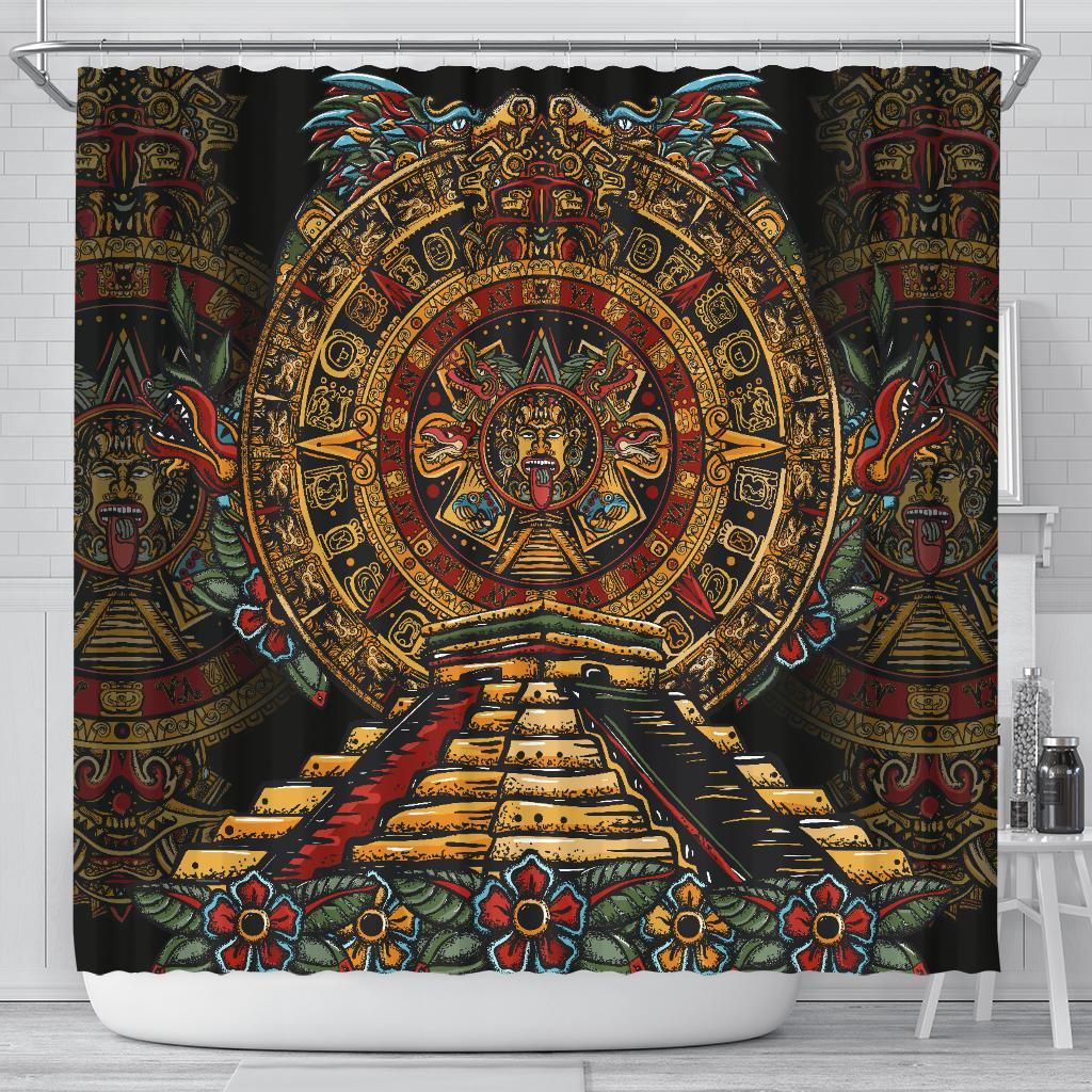 mexico-shower-curtain-aztec-sun-stone-tattoo