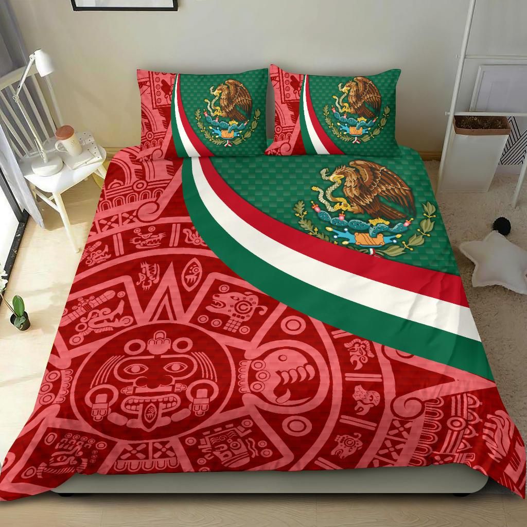 Mexico Bedding Set Mexico Coat Of Arms With Aztec Patterns RLT13 - Wonder Print Shop