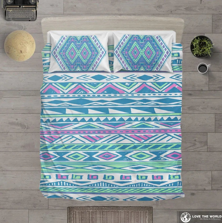 Mexico Bedding Blue Aztec Pattern RLT13 - Wonder Print Shop