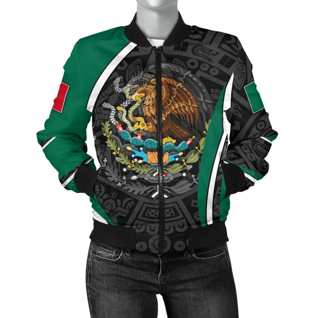 Mexico Women's Bomber Jacket Mexican Spirit Aztec RLT13 - Wonder Print Shop