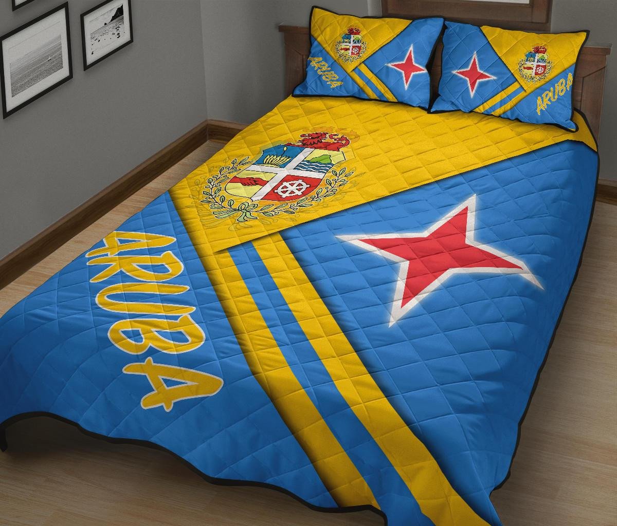 Aruba Quilt Bed Set - Aruba Coat Of Arms RLT7 - Wonder Print Shop