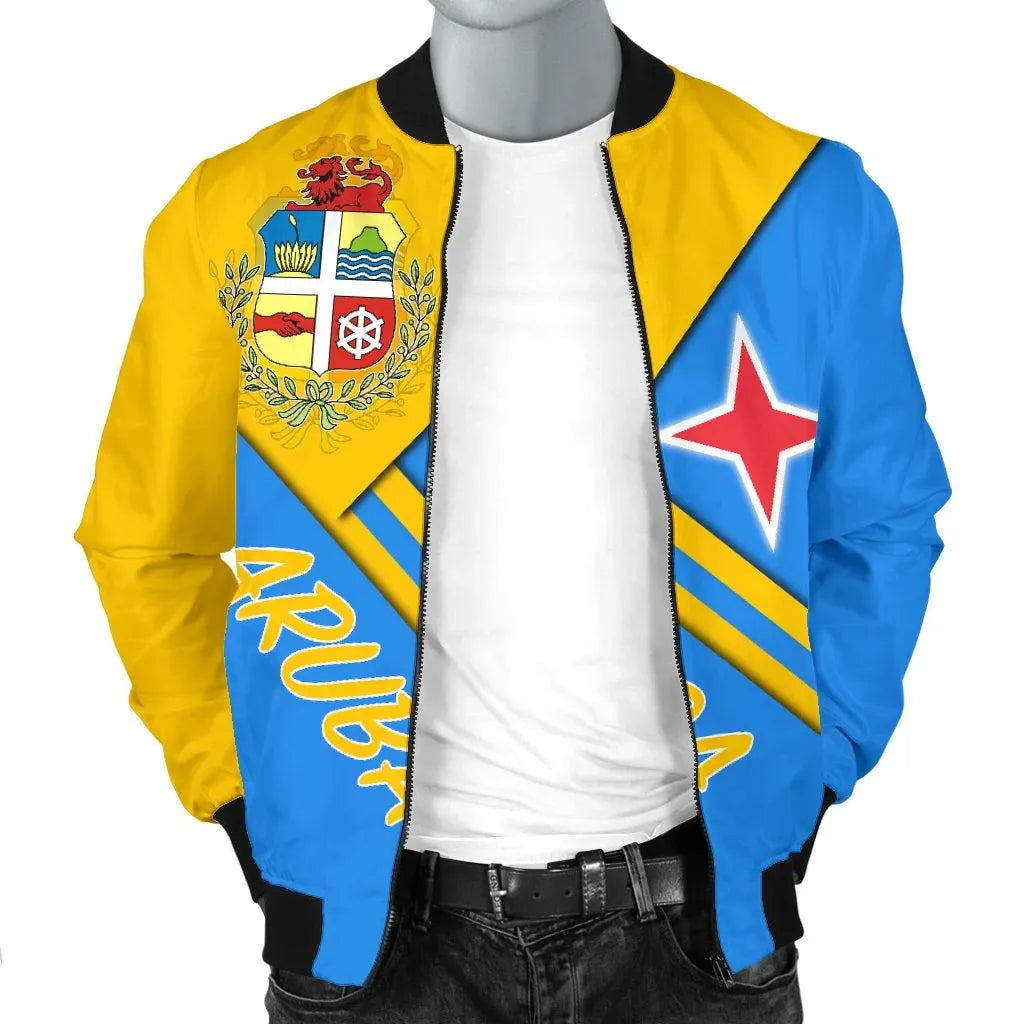 Aruba Men's Bomber Jacket - Aruba Coat Of Arms RLT7 - Wonder Print Shop