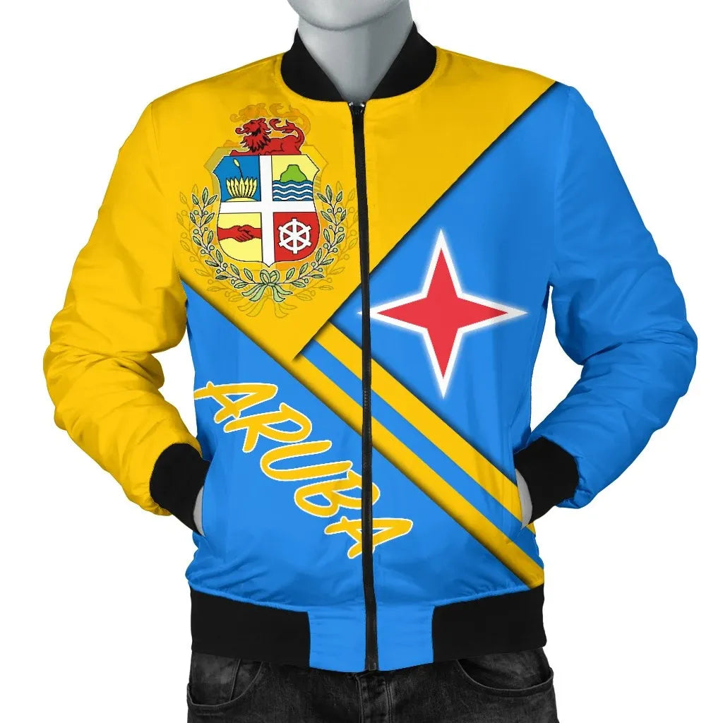 Aruba Men's Bomber Jacket - Aruba Coat Of Arms RLT7 - Wonder Print Shop