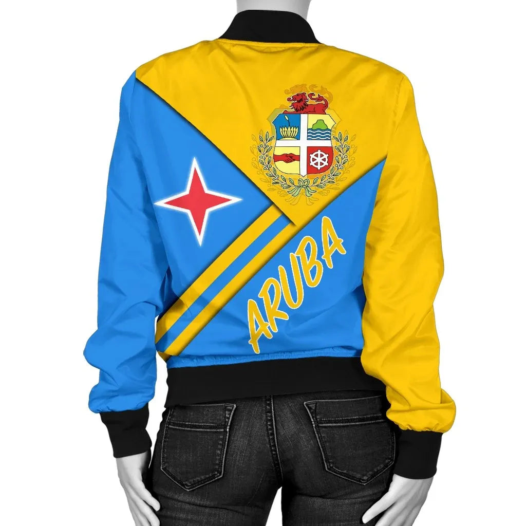 Aruba Women's Bomber Jacket - Aruba Coat Of Arms RLT7 - Wonder Print Shop