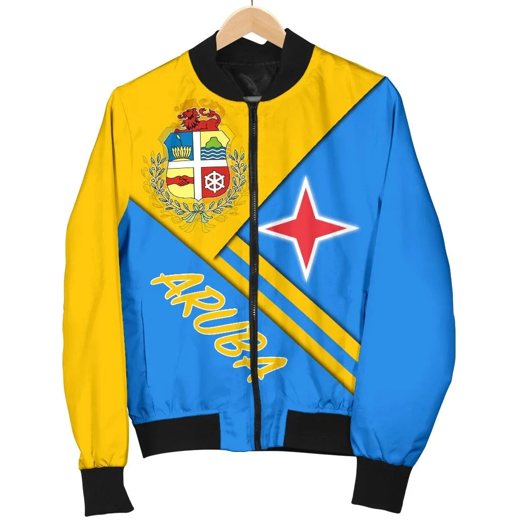 Aruba Women's Bomber Jacket - Aruba Coat Of Arms RLT7 - Wonder Print Shop