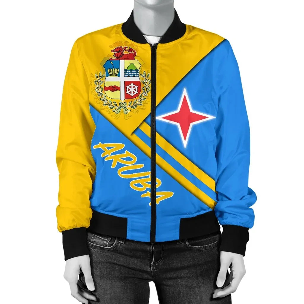 Aruba Women's Bomber Jacket - Aruba Coat Of Arms RLT7 - Wonder Print Shop