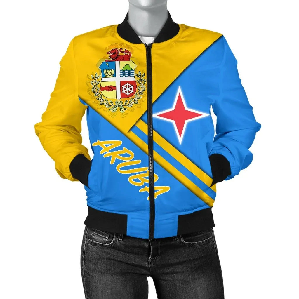 Aruba Women's Bomber Jacket - Aruba Coat Of Arms RLT7 - Wonder Print Shop