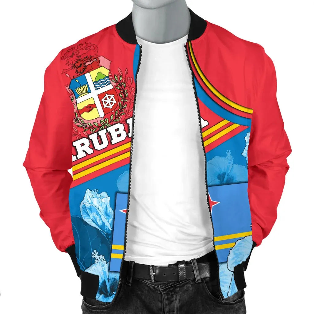 Aruba Men's Bomber Jacket - One Happy Islands RLT7 - Wonder Print Shop