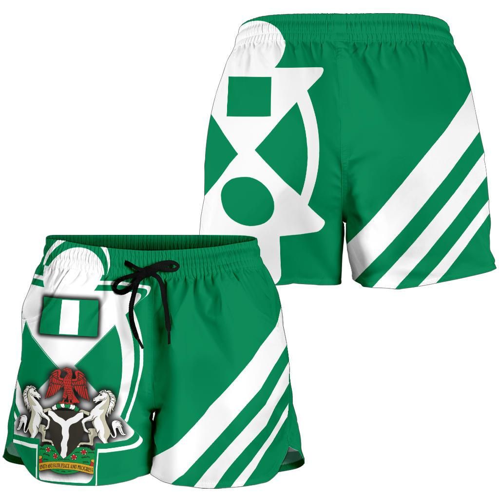 nigeria-womens-shorts-nigerian-flag-and-coat-of-arms-boa-me-na-me-mmoa-wo