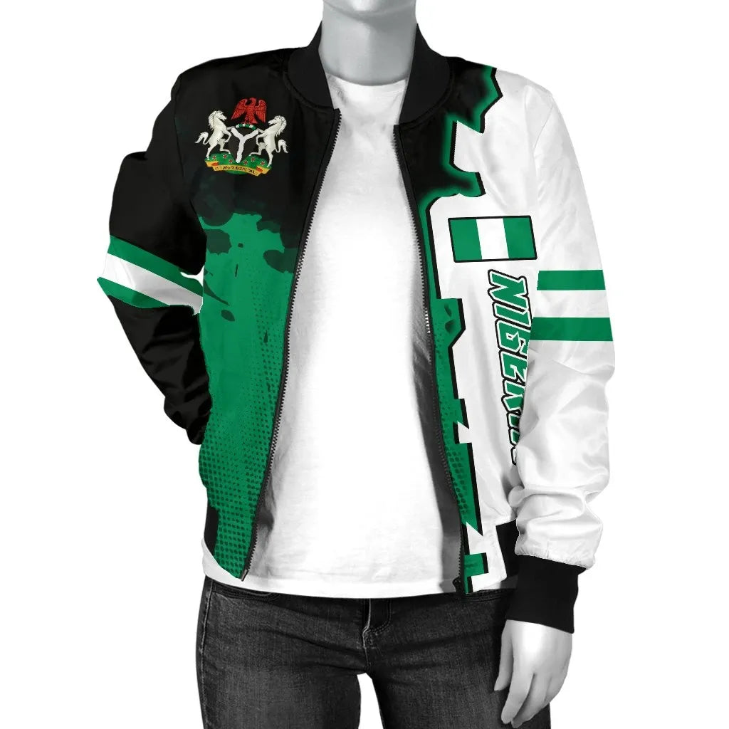 Nigeria Womens Bomber Jacket Independence Day RLT8 - Wonder Print Shop