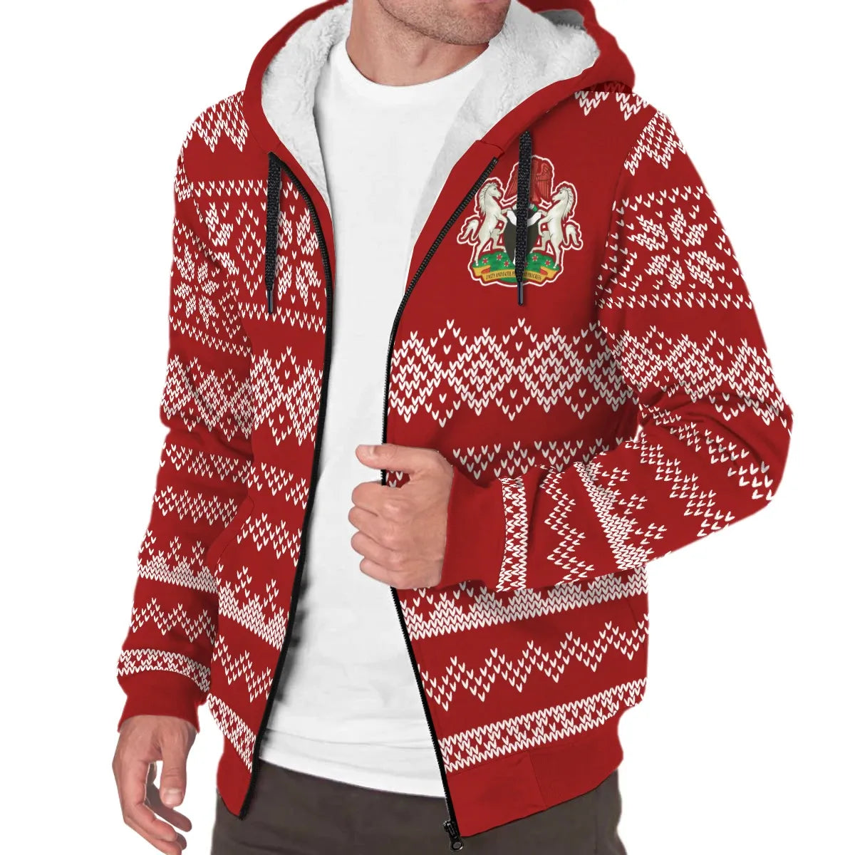 Nigeria Christmas Sherpa Hoodie Womens/Mens RLT8 - Wonder Print Shop