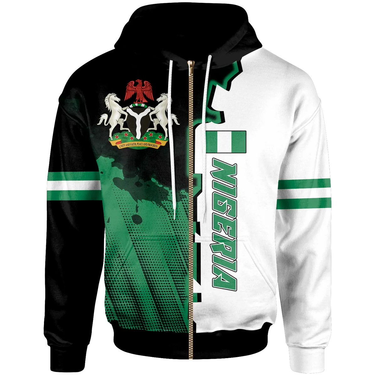 Nigeria Zip Up Hoodie Independence Day RLT8 - Wonder Print Shop
