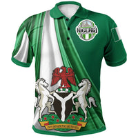 Nigeria Polo Shirt Nigerian Waving Flag With Coat Of Arms RLT8 - Wonder Print Shop