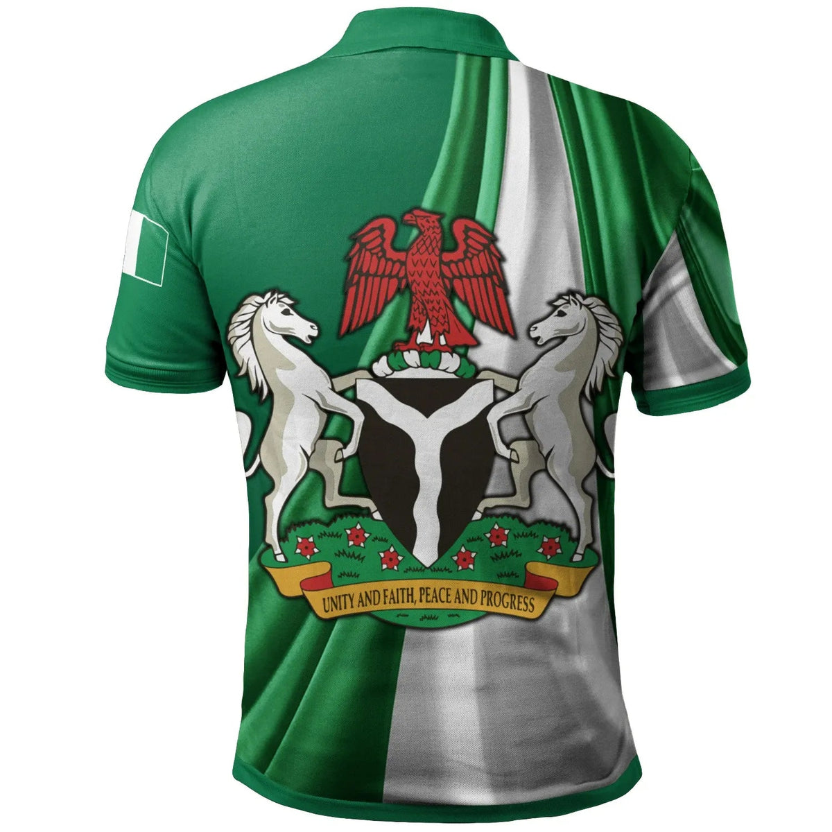 Nigeria Polo Shirt Nigerian Waving Flag With Coat Of Arms RLT8 - Wonder Print Shop