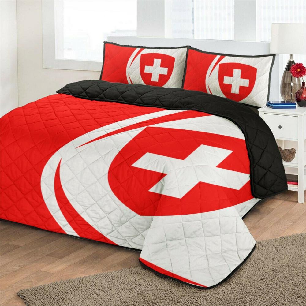 Switzerland Flag Coat Of Arms Quilt Bed Set Circle RLT13 - Wonder Print Shop