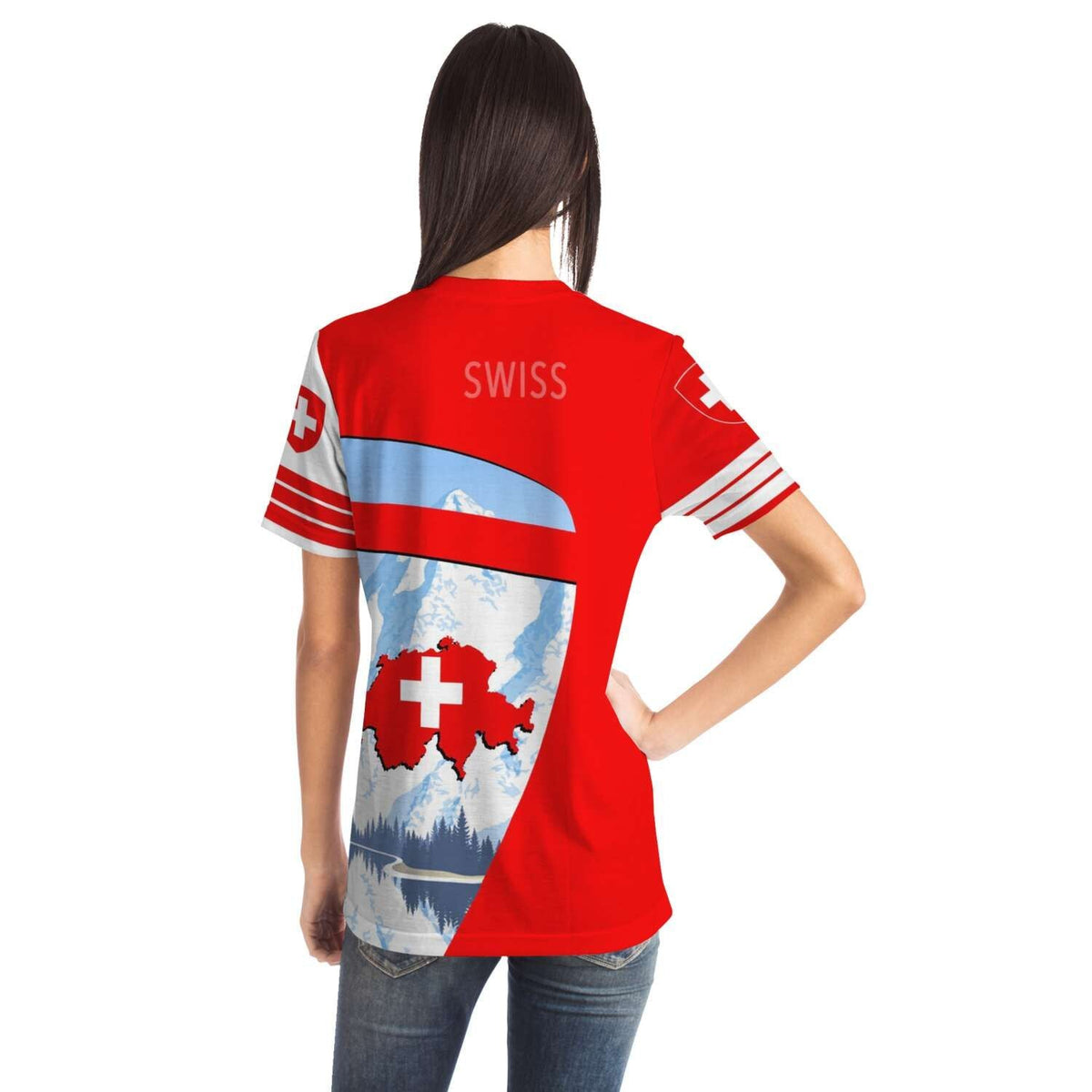 Switzerland Map Sport T Shirt Premium 2.0 Style RLT13 - Wonder Print Shop