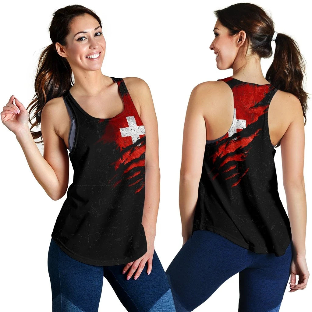 Switzerland In Me Racerback Tanks Special Grunge Style RLT13 - Wonder Print Shop