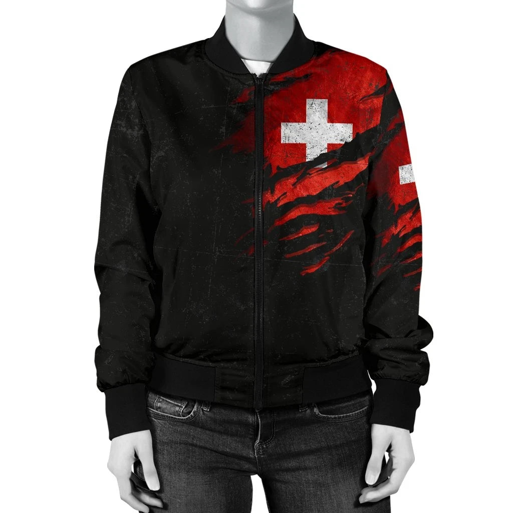 Switzerland In Me Women's Bomber Jacket Special Grunge Style RLT13 - Wonder Print Shop