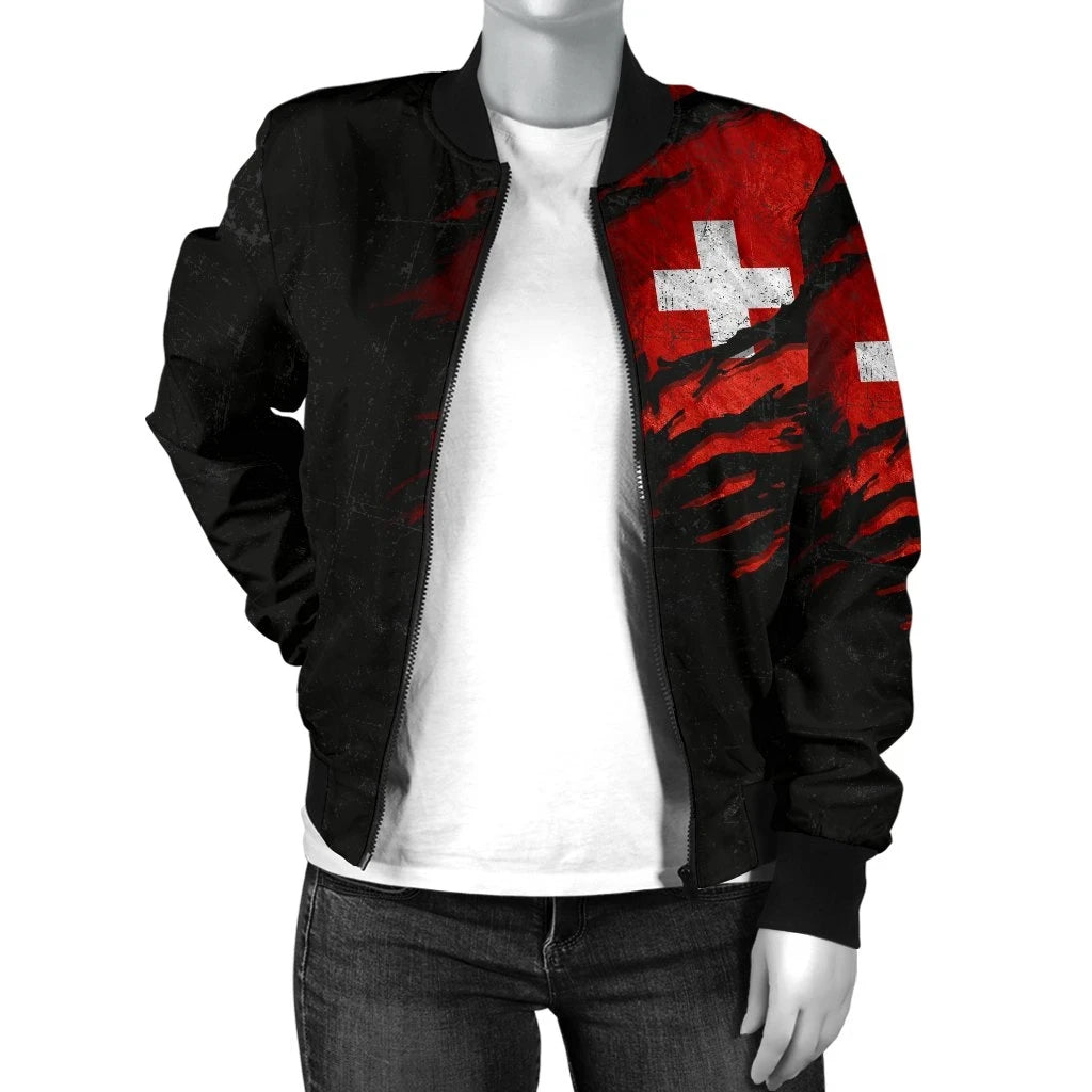 Switzerland In Me Women's Bomber Jacket Special Grunge Style RLT13 - Wonder Print Shop