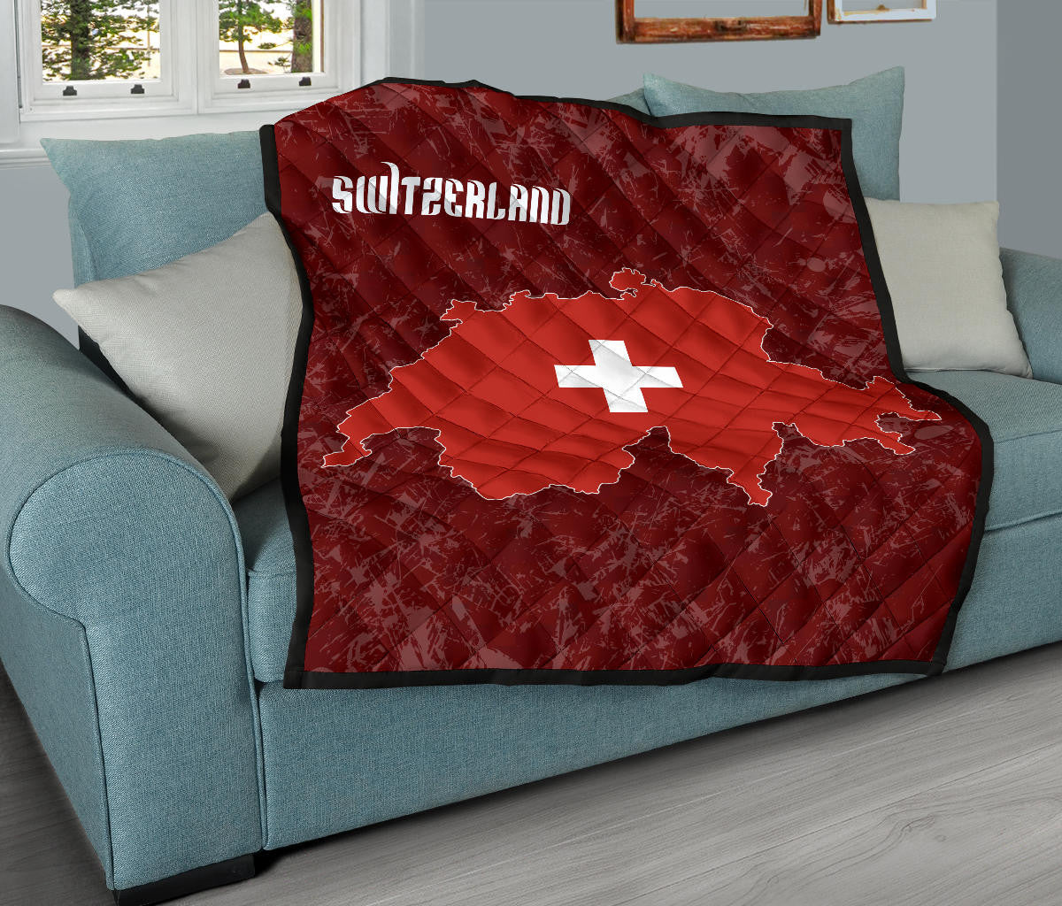 Switzerland Map Premium Quilt RLT13 - Wonder Print Shop