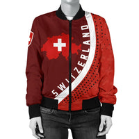 Switzerland Women's Bomber Jacket Map Generation Ii RLT13 - Wonder Print Shop