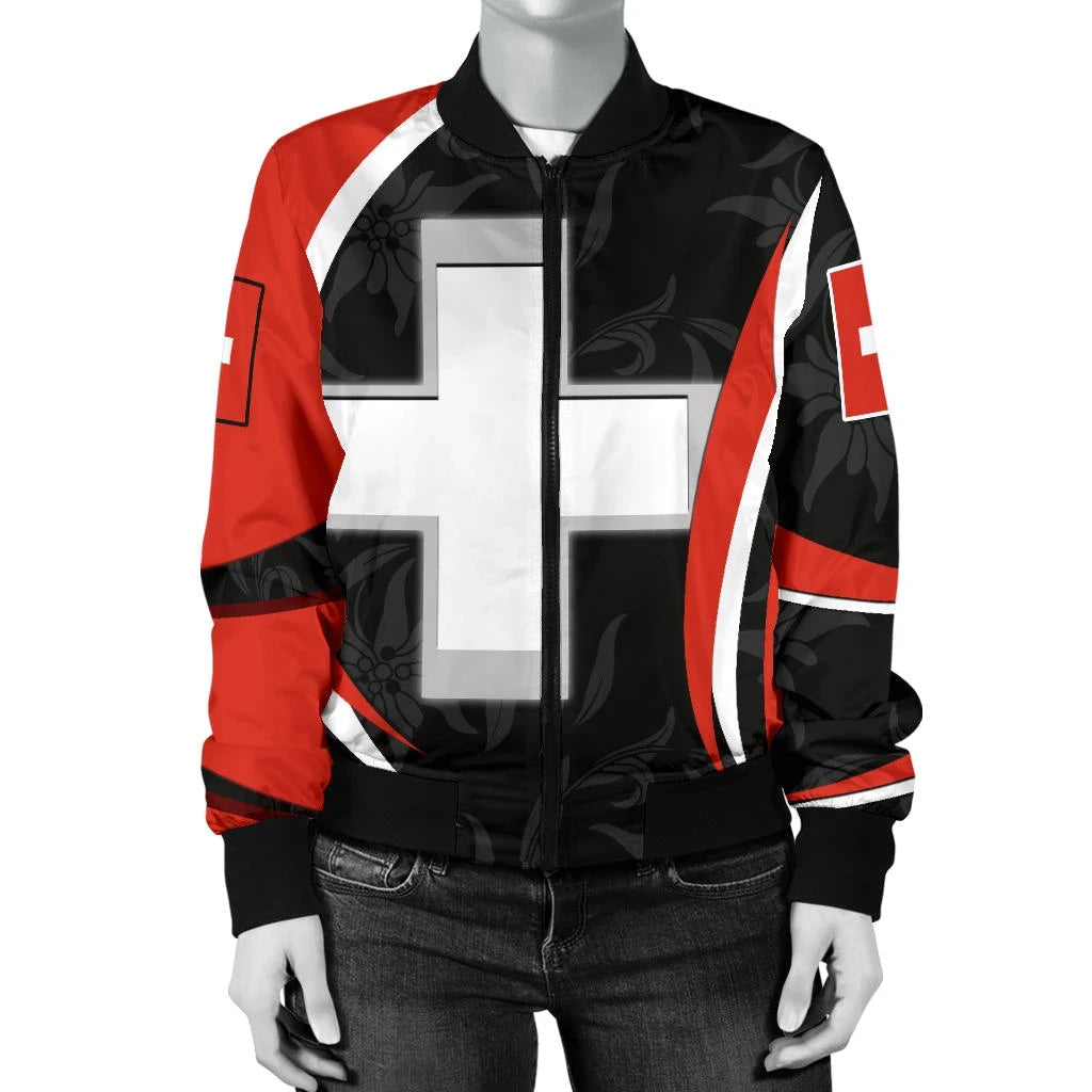 Switzerland Women's Bomber Jacket Switzerland Spirit RLT13 - Wonder Print Shop