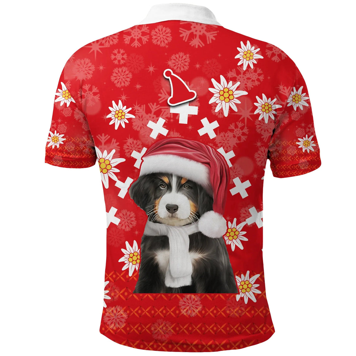 Christmas Edelweiss Switzerland Polo Shirt Bernese Mountain Dog RLT13 - Wonder Print Shop