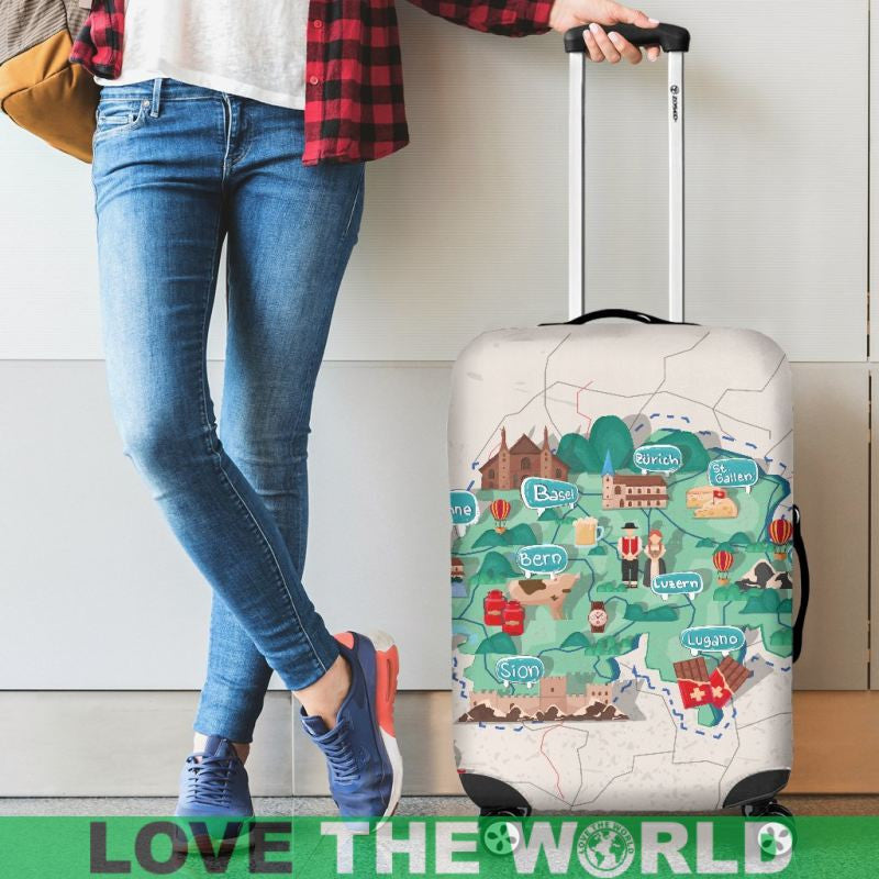 Switzerland Map Luggage Covers RLT13 - Wonder Print Shop