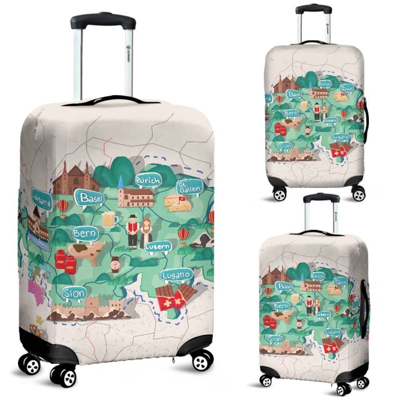 Switzerland Map Luggage Covers RLT13 - Wonder Print Shop