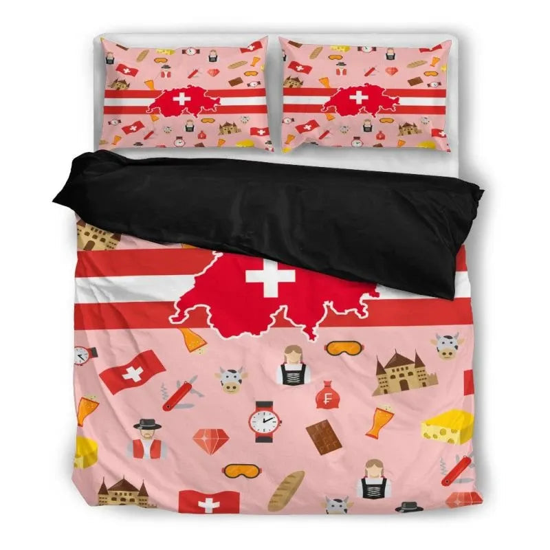 Switzerland Bedding Set Black RLT13 - Wonder Print Shop