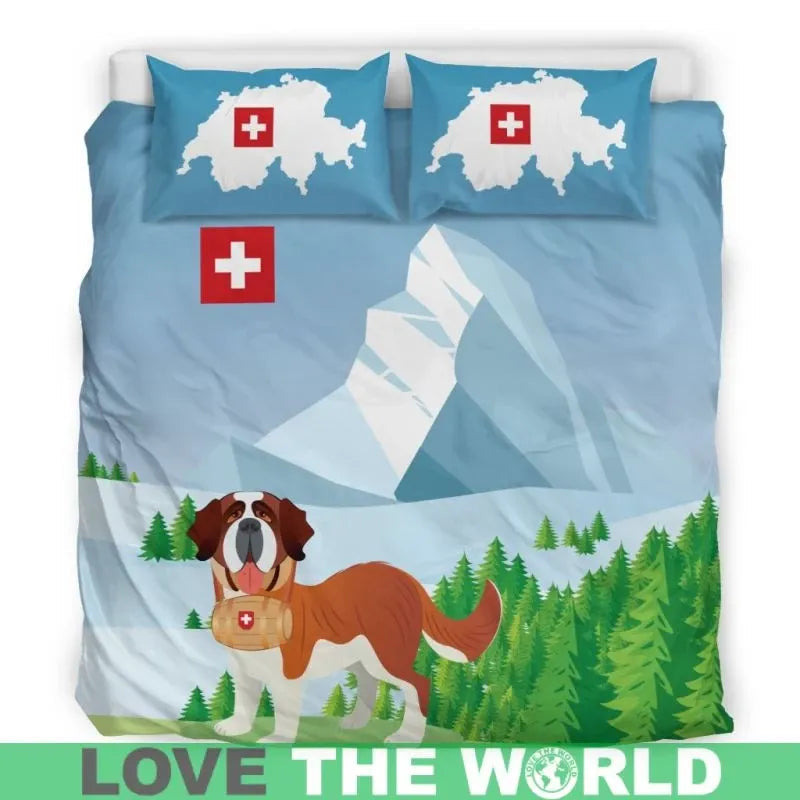 Switzerland St Bernard Matterhorn Mountain Bedding Set RLT13 - Wonder Print Shop