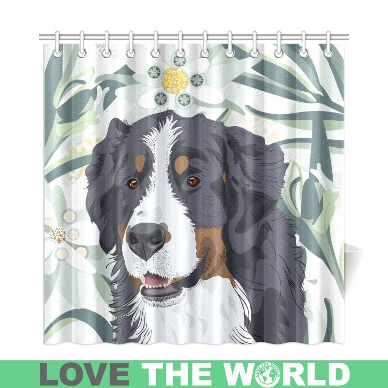 switzerland-bernese-mountain-dog-edelweiss-shower-curtain