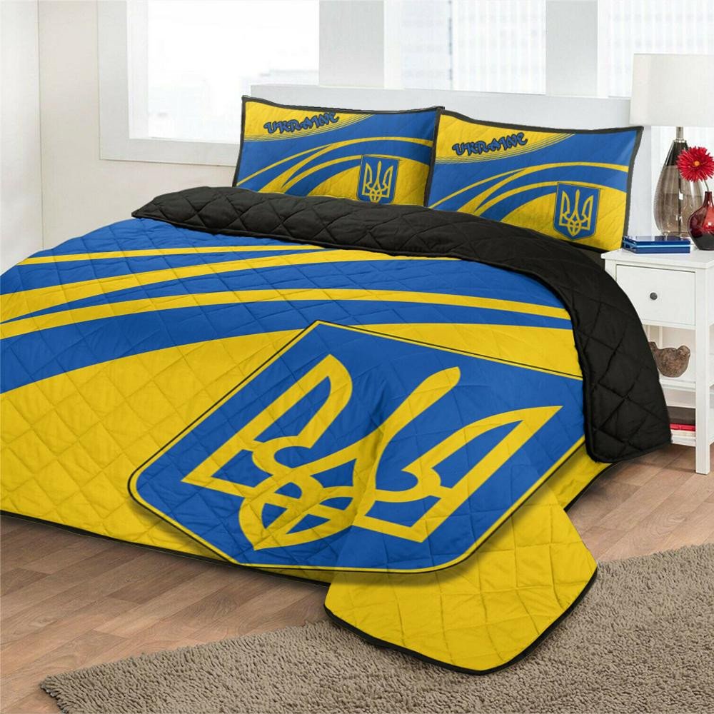 Ukraine Coat Of Arms Quilt Bed Set Cricket RLT7 - Wonder Print Shop