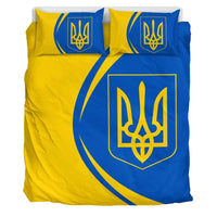 Ukraine Flag Coat Of Arms Bedding Set Circle RLT7 - Wonder Print Shop