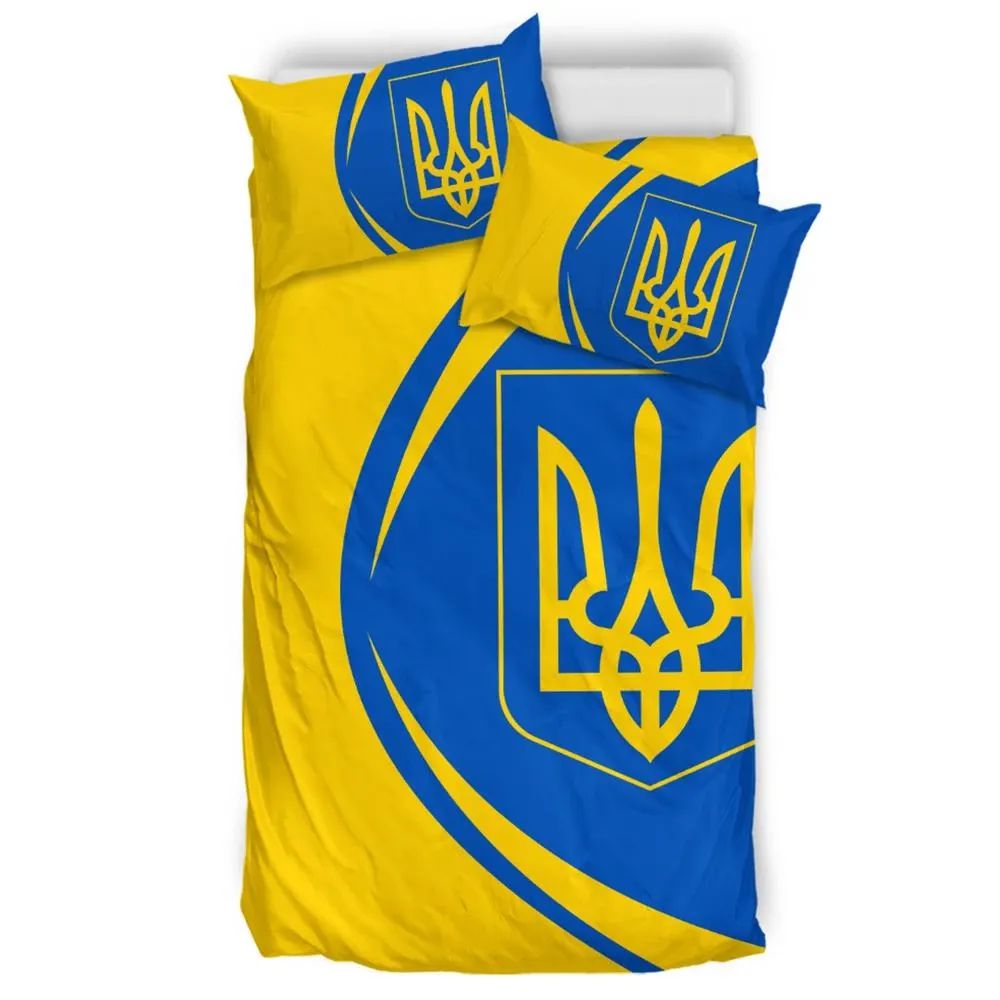 Ukraine Flag Coat Of Arms Bedding Set Circle RLT7 - Wonder Print Shop