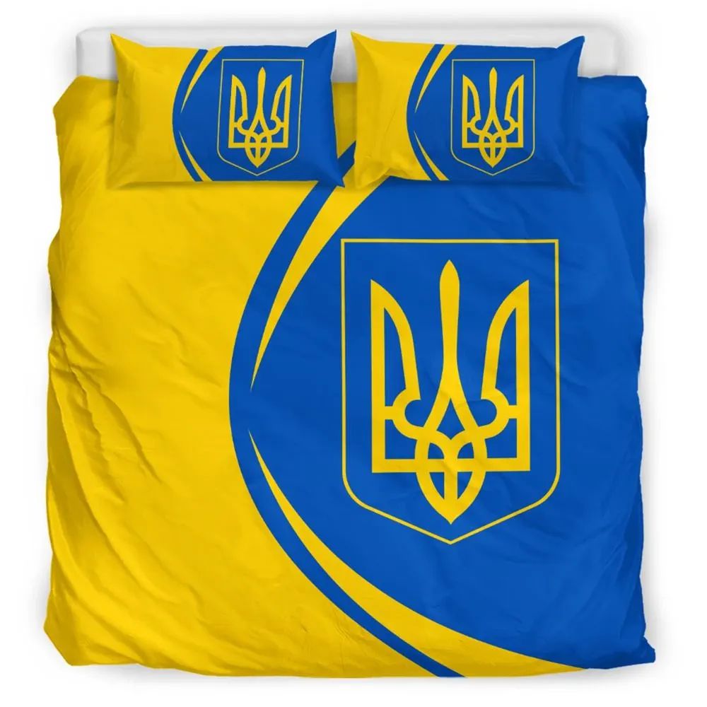 Ukraine Flag Coat Of Arms Bedding Set Circle RLT7 - Wonder Print Shop