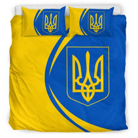 Ukraine Flag Coat Of Arms Bedding Set Circle RLT7 - Wonder Print Shop