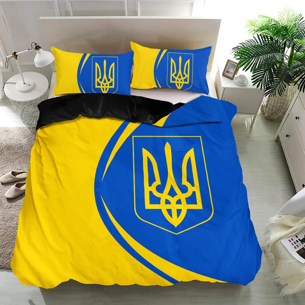 Ukraine Flag Coat Of Arms Bedding Set Circle RLT7 - Wonder Print Shop