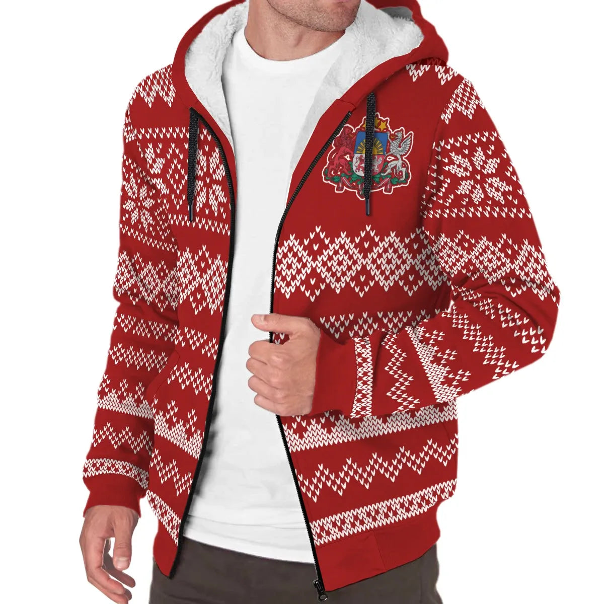 Latvia Christmas Sherpa Hoodie Women's/Men's RLT6 - Wonder Print Shop