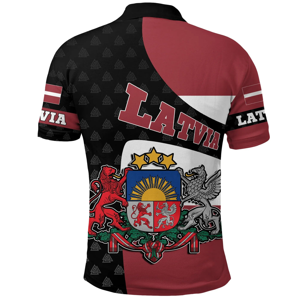 Latvia Polo Shirt Flag and Valknut Symbols RLT6 - Wonder Print Shop