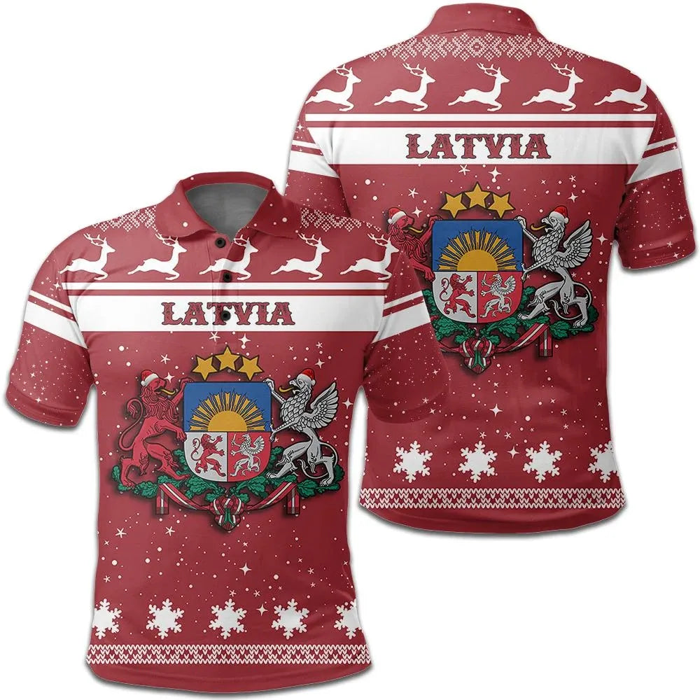 Christmas Latvia Polo Shirt Coat Of Arms RLT6 - Wonder Print Shop