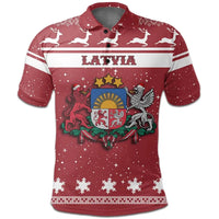 Christmas Latvia Polo Shirt Coat Of Arms RLT6 - Wonder Print Shop