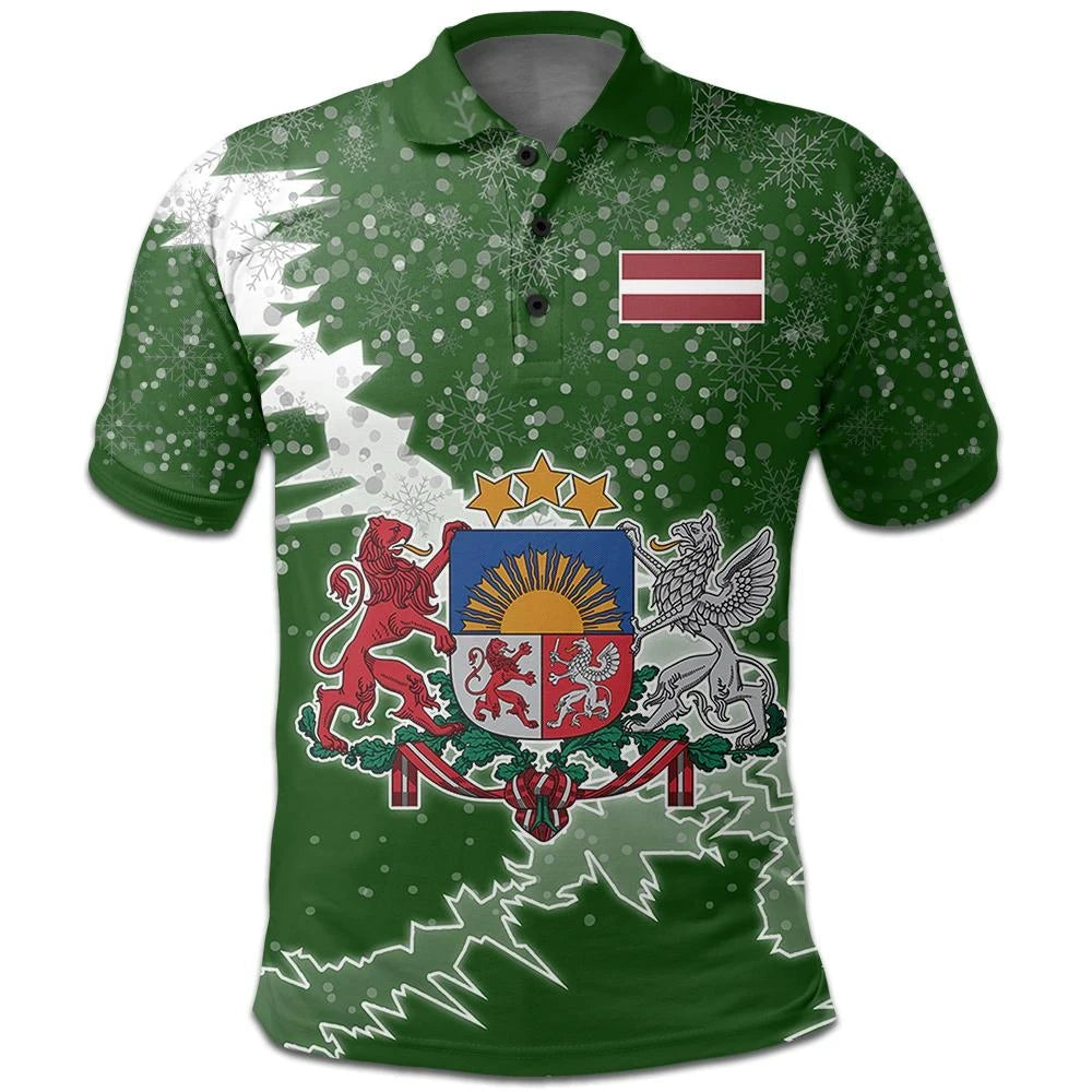 Latvia Polo Shirt Christmas Coat Of Arms X Style8 RLT6 - Wonder Print Shop