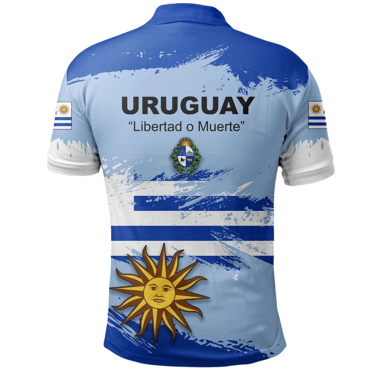 Uruguay Polo Shirt Uruguay Flag Brush RLT6 - Wonder Print Shop