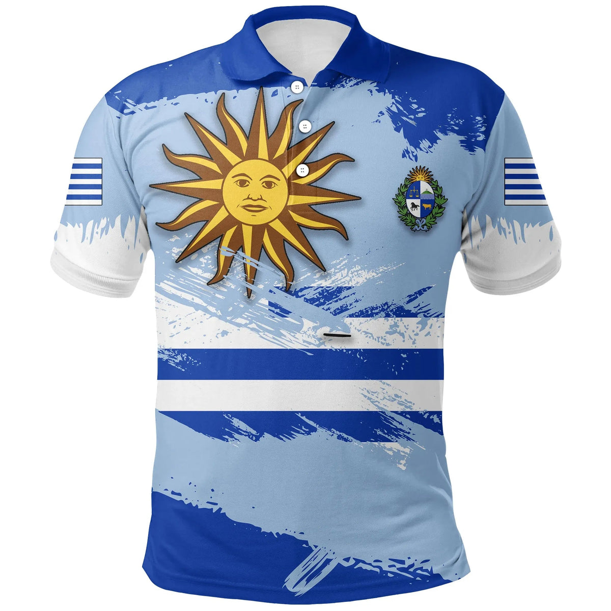 Uruguay Polo Shirt Uruguay Flag Brush RLT6 - Wonder Print Shop