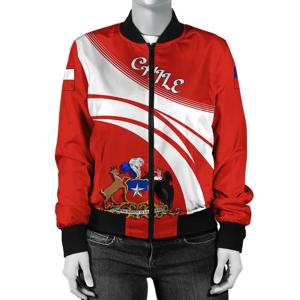 Chile Coat Of Arms  Women Bomber Jacket Sticket RLT7 - Wonder Print Shop