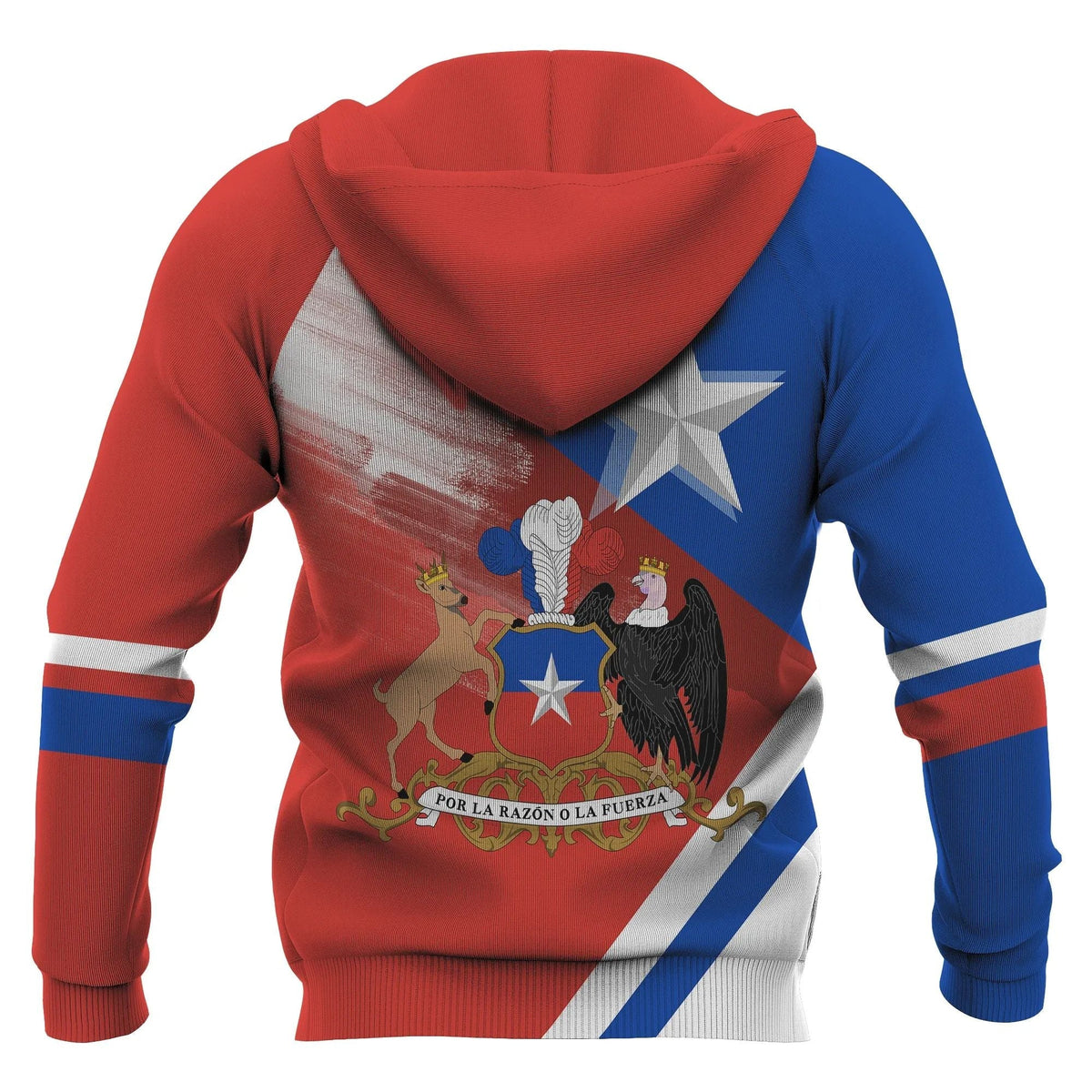 Chile Flag With Coat Of Arms Design Hoodie RLT7 - Wonder Print Shop